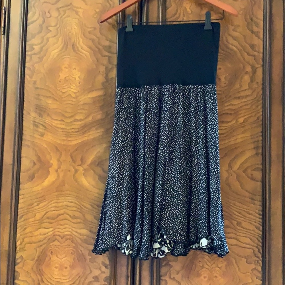 CAbi black bows/polka dots reversible skirt/top